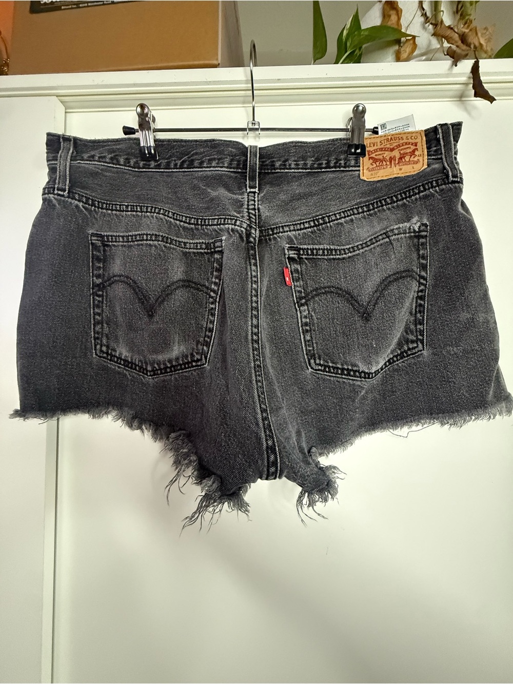 Levi's Black Faded Denim Frayed Cutoff Shorts